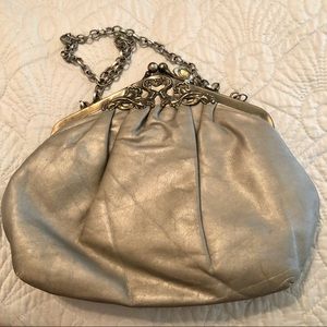 Pewter Shoulder Bag with Pewter Adjustable Chain